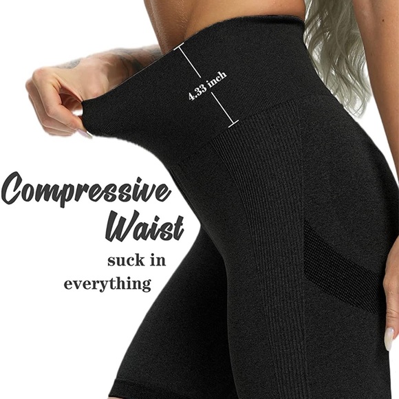 Scrunch Butt Lift Biker Shorts High Waist Booty Contour Workout Gym Shorts - Picture 3 of 3